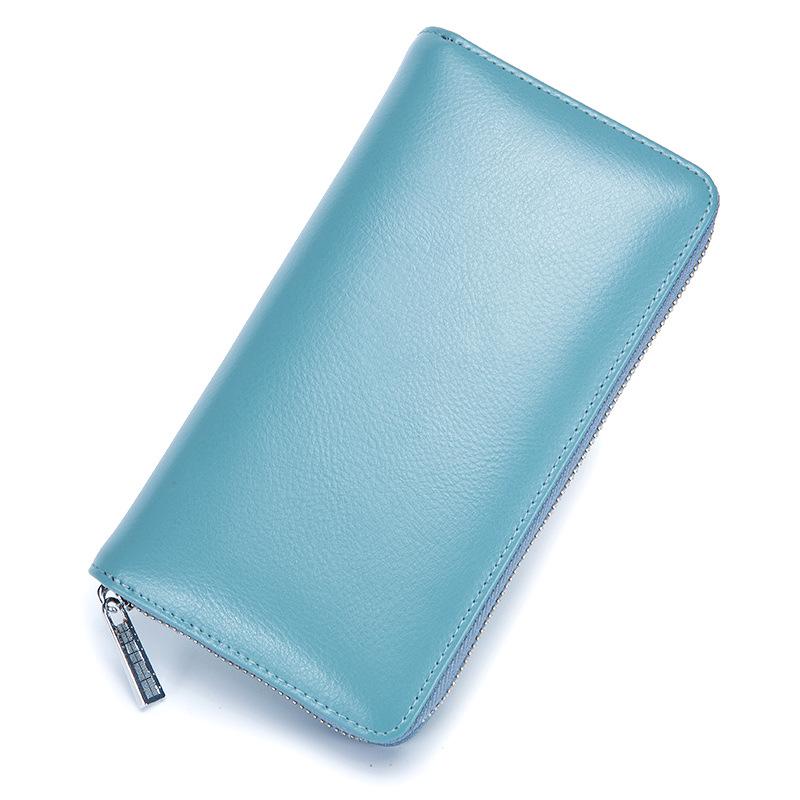 Genuine Leather RFID Long Wallet & Passport Holder with Multifunctional Accordion Card Slots for Men & Women