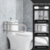 304 Stainless Steel Foldable U-Shaped Anti-Slip Safety Armrest for Elderly Toilet Assistance.