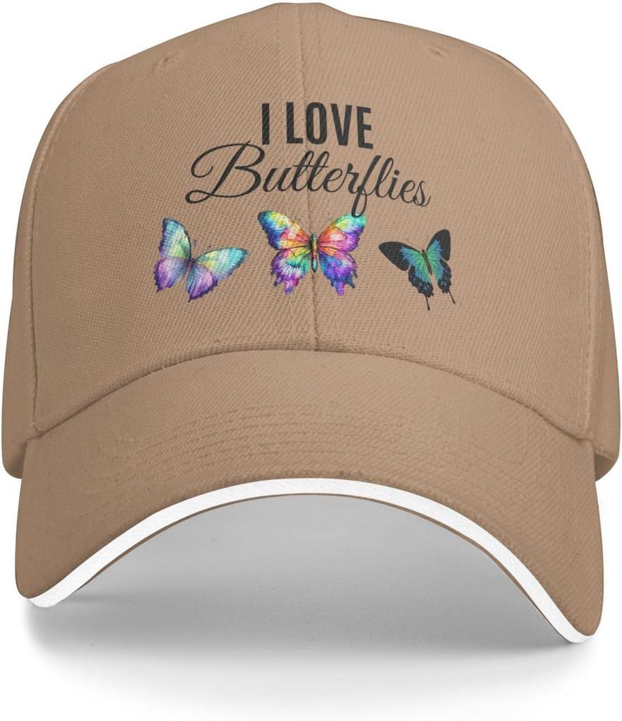 I Love Butterflies Graphic Baseball Cap Polyester Outdoor Adjustable Unisex Summer Hat