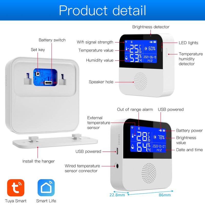 Tuya WiFi Temperature Humidity Sensor With External Probe LCD Screen Remote Monitor Indoor Thermometer Hygrometer Smart Life APP