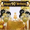 Black Gold 90th Birthday Decorations for Men Women Happy 90th Birthday Yard Banner Sign Decor and 18 PCS Latex Balloons for 90 Year Old Anniversary