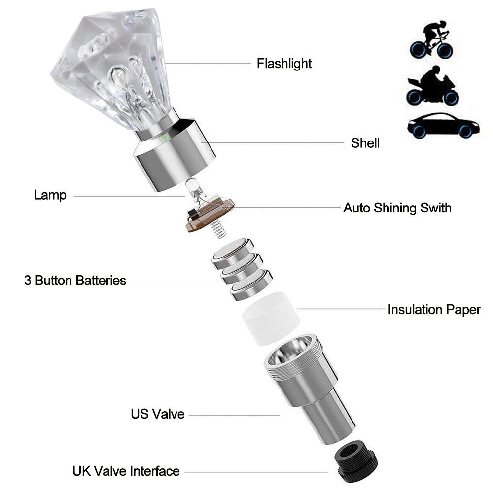 1 Pair Bicycle Lights Motion Sensor LED Lights Road MTB Bike Tire Valve Caps Wheel Spokes Light Bicycle Accessories Neon Flash