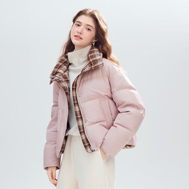 Betu Women's Color-Block Plaid Short Down Jacket