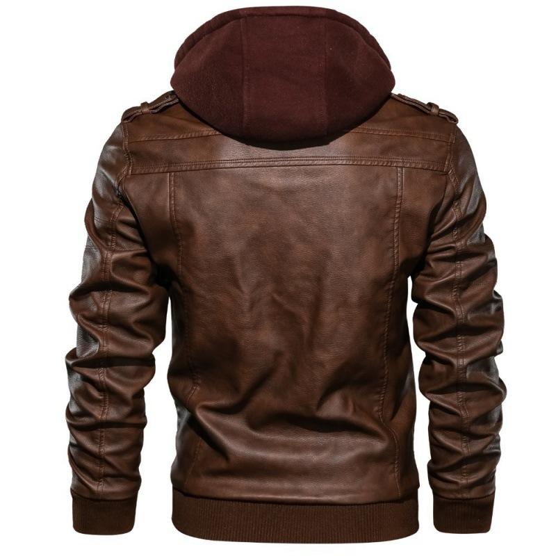 European and American Marvel Venom Fake Two Piece Leather Jacket Men's Double Zipper Hooded Locomotive Leather Jacket Removable with Hat Jacket