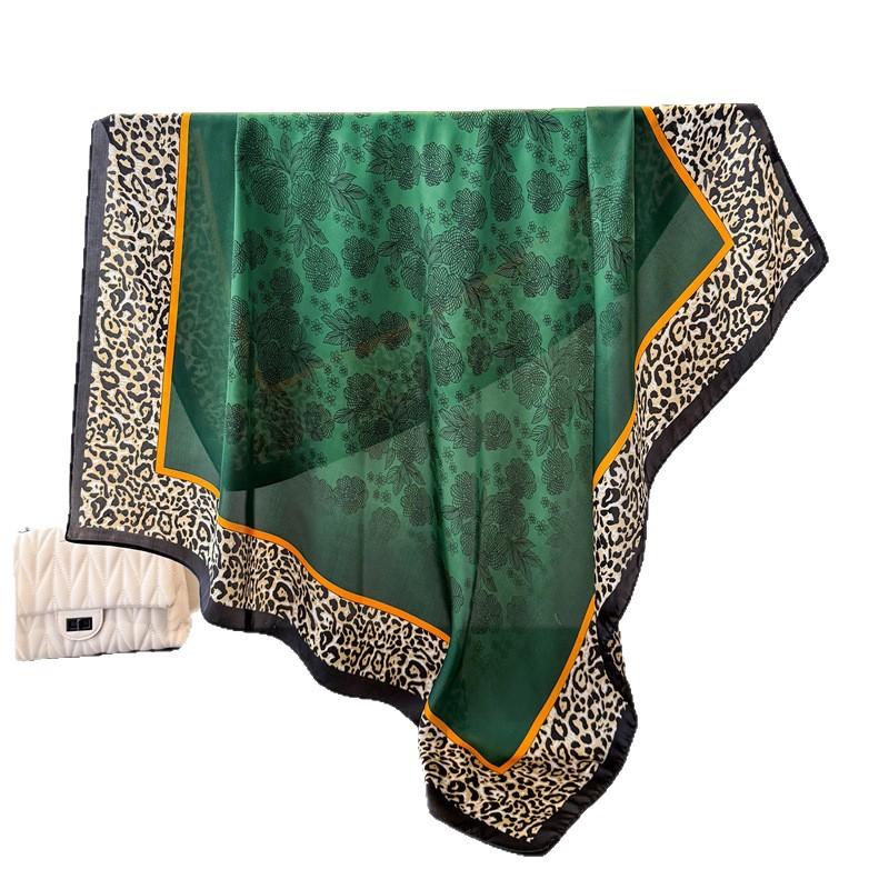 Korean Version Of Imitation Silk High-End Printing Large Square Scarf Silk Scarf Shawl Headscarf Beach Scarf Neck Protection Scarf Decorative Scarf