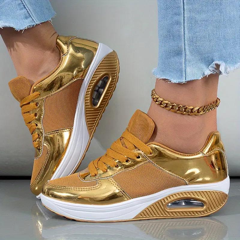 European and American Women's Shoes 2024 Autumn New Luxury Sequin Casual Wear-resistant Women's Sports Shoes Zapatillas Mujer