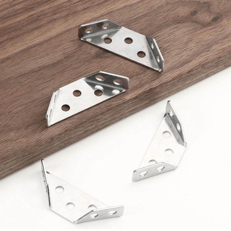 Set of 20 Triangle Mounting Connectors Stainless Steel Corner Brackets Convenient for Strengthening Furniture Joints