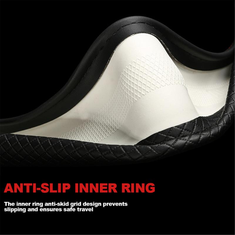 Universal 38cm PU Leather Steering Wheel Cover for Toyota RAV4 Corolla Camry Highlander Anti-Slip Breathable Easy tall 15Inch