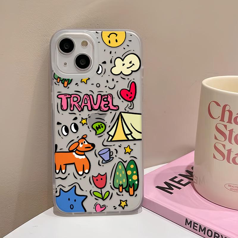 

Graffiti Tent Puppy for IPhone 16/15 Promax Phone Case 14 for Apple 13/12 Soft Cover 11 New Models For Apple 6