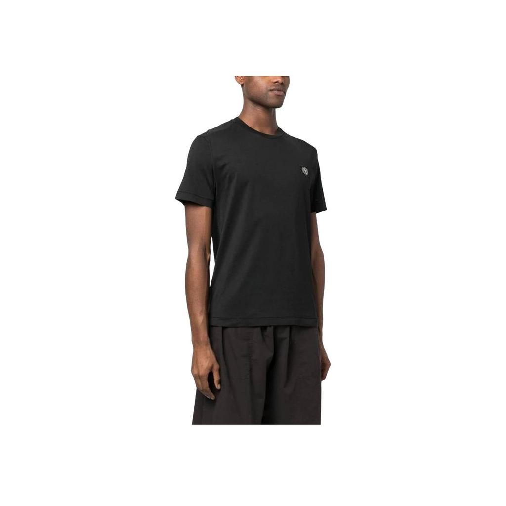 Stone Island Ss23 Solid Logo Patch Crew Neck Short Sleeve T-Shirt Men Tops Black 101524113-V0029