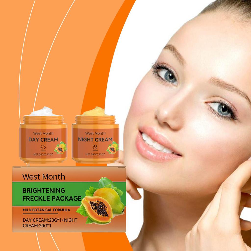 West&Month Papaya Facial Cream Fades Dark Spots Brightens Skin Hydrates & Moisturizes For Face Use 1 set