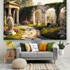 2D Mythical Ancient Garden Backdrop Stone Arches, Statues and Blooms Portrait Studio Background