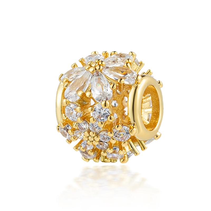 NIEUWE DIY Vergulde Sieraden Roze Kers Verwarde Sundrop Bloem Bedeltje Roos Margriet Bedels Passend voor Armband Vrouwen Cadeau