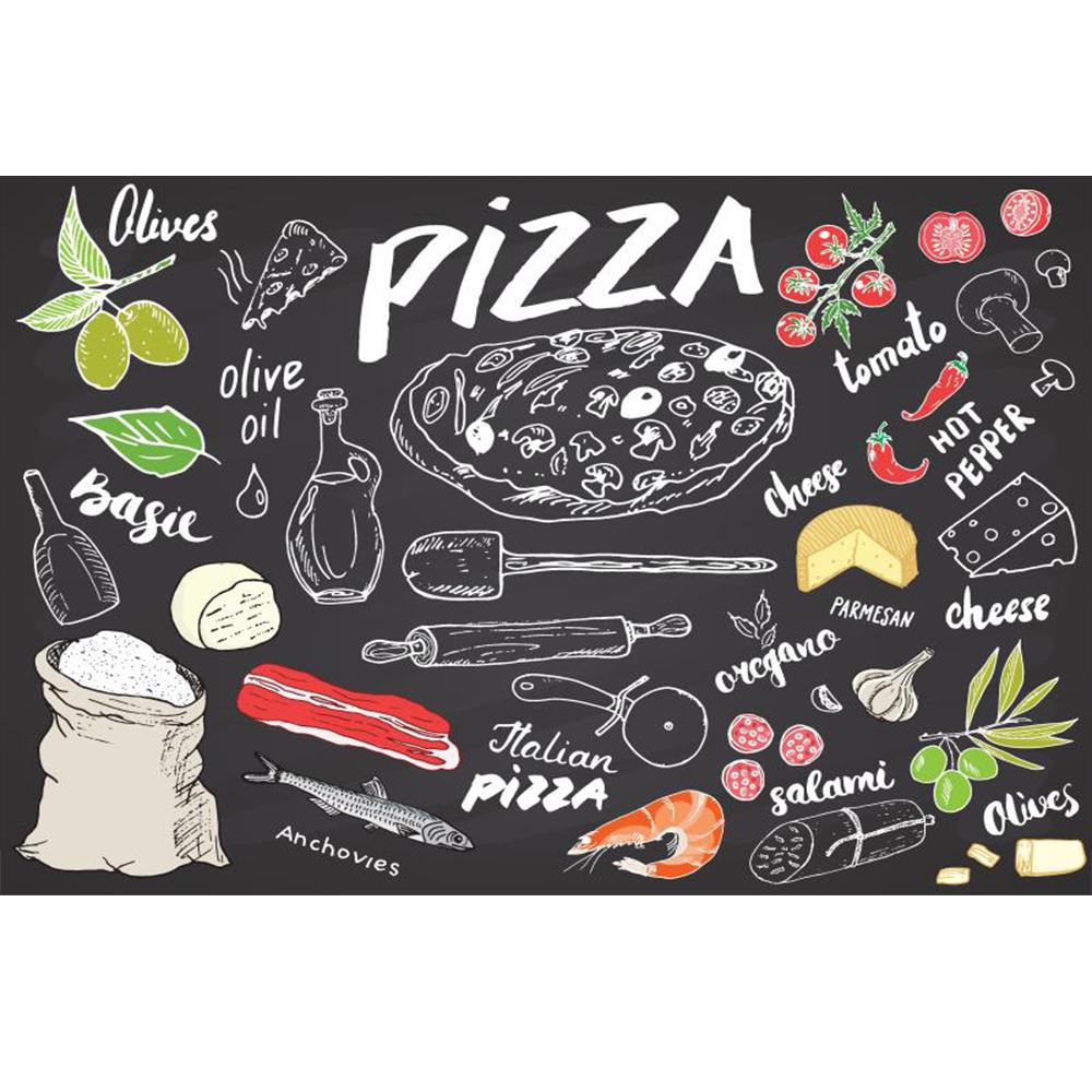 Handdrawn Pizza Menu Wallpaper Pizza Photo Wall Mural Snack Pizza Shop Wall Paper