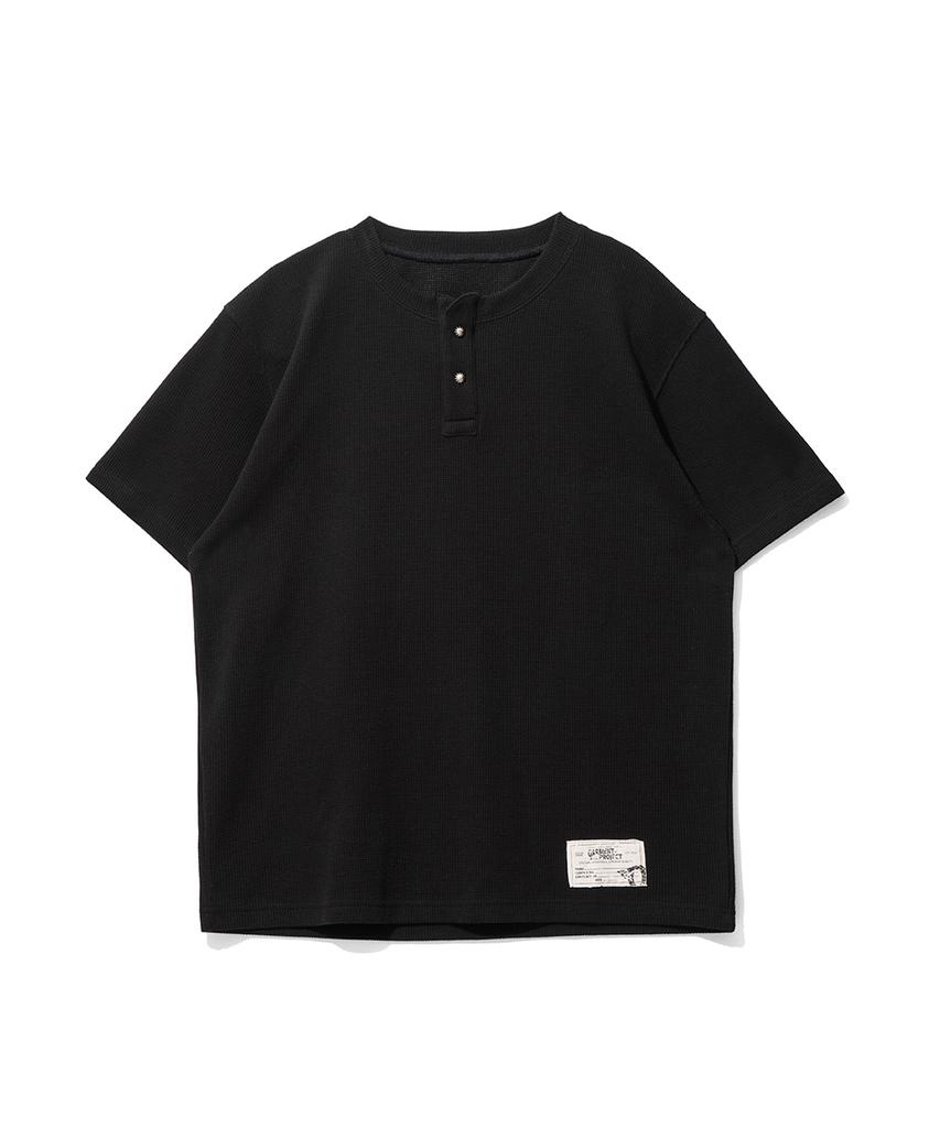 OGARP Waffle Henley Neck Tee Black