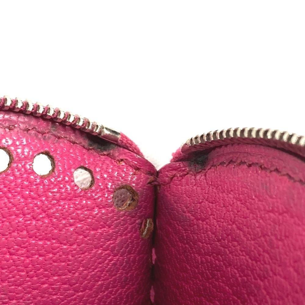 HERMES Evelyne logo Wallet Coin Compartment Zip Around coin purse Chevre pink