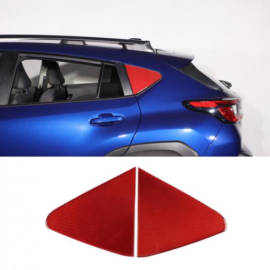 Red Carbon Fiber Rear Window Triangle Glass Trim Sticker For Subaru Crosstrek 24