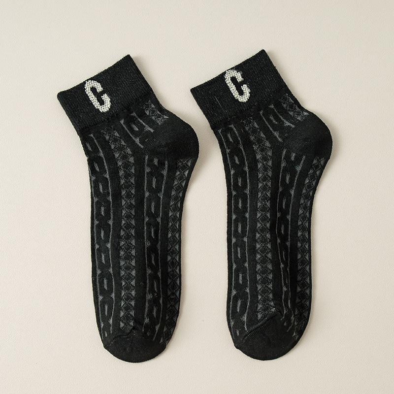 10 Pairs of Women's Summer Thin New Camellia Hollow Mesh Crystal Silk Breathable Socks