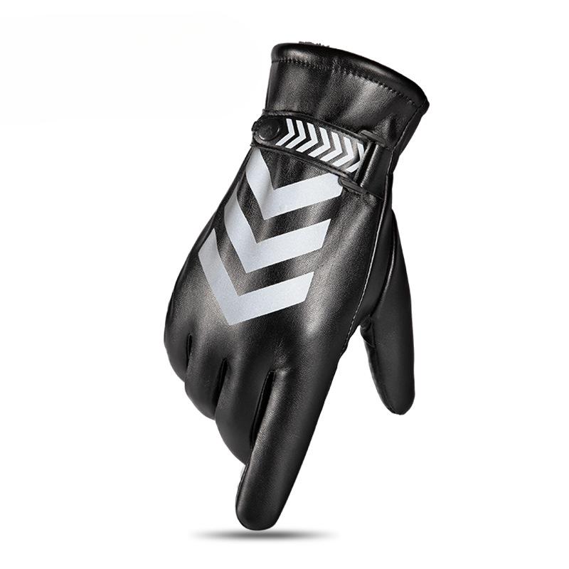 

Мужские зимние перчатки из ПУ со светоотражающей полосой, теплые, на плюшевой подкладке, для патрульной службы, утолщенные, светоотражающие, командные average size