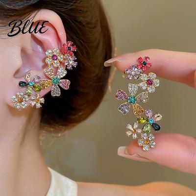 Ear Bone Clip 1Pc Earring Colorful Flower Shape Decor Shiny