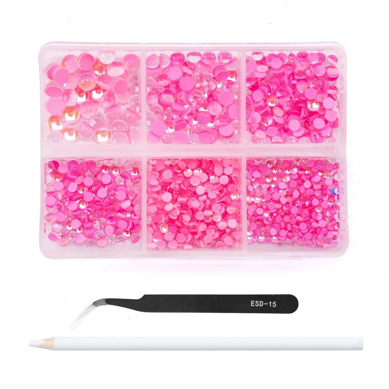 Colorful Mocha Jelly Nail Diamond Semicircular Flat Bottom Diamond Nail Art Rhinestone Jewelry Nail Sticker Diamond Set