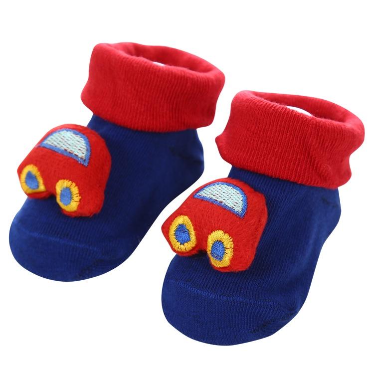 READY STOCK 0-12months Newborn New Cartoon Anti-skid Three-dimensional Doll Baby Socks Striped Dot Cute Children's Socks