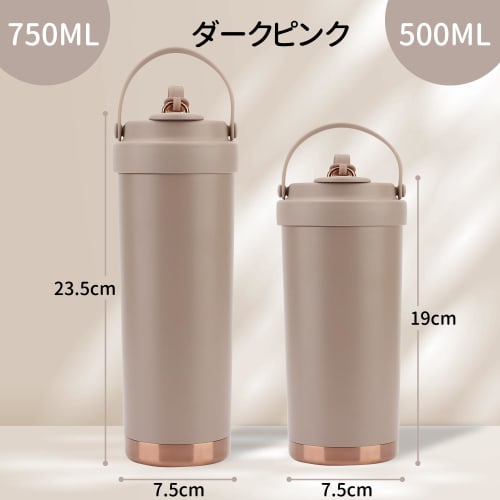 SKIASE Tumbler with Straw, Ceramic Coated, 750ml, Portable, with Handle, Direct Drinking, Lid, Spill-Proof, Stainless Steel, Keeps Drinks Hot or Cold,