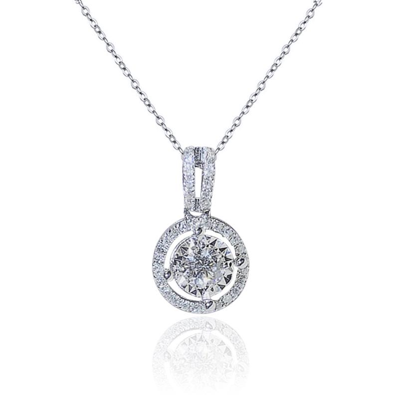 Simple Paved Full Cubic Zirconia Pendant Necklace for Women Pendant Necklace Elegant Daily Collocation Jewelry