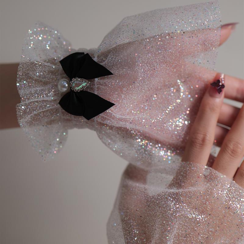 Nagel Fotoutrustning Kort Båge Nät Handled Falska Ärmar Brud Dekorativ Falsk Manschett Tyll Artikel Nageldekoration Ta Bild Bakgrund