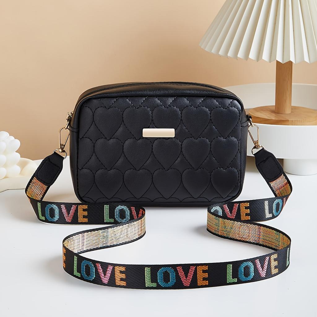 Classic Heart Pattern Bag Shoulder Bag | Women's Crossbody Bag, Large Capacity Square Bag