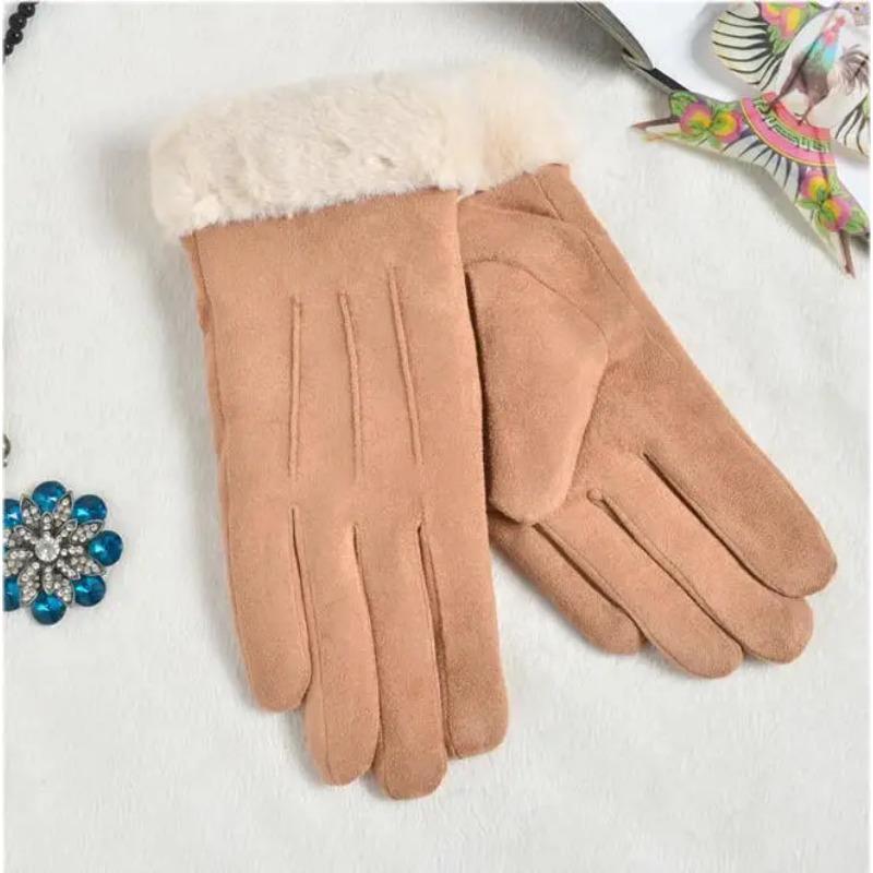 Women New Winter Thick Plush Gloves Fashion Warm Suede Outdoor Lady Touchscreen Driving Gloves Sports Cycling Mittens