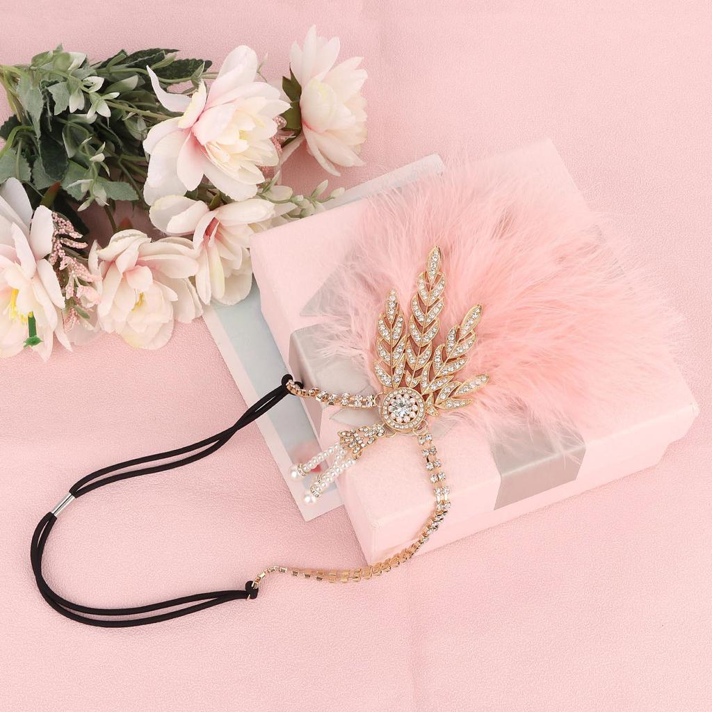 1920s Feather Headband with Rhinestones: Bachelorette Party & Masquerade Accessory