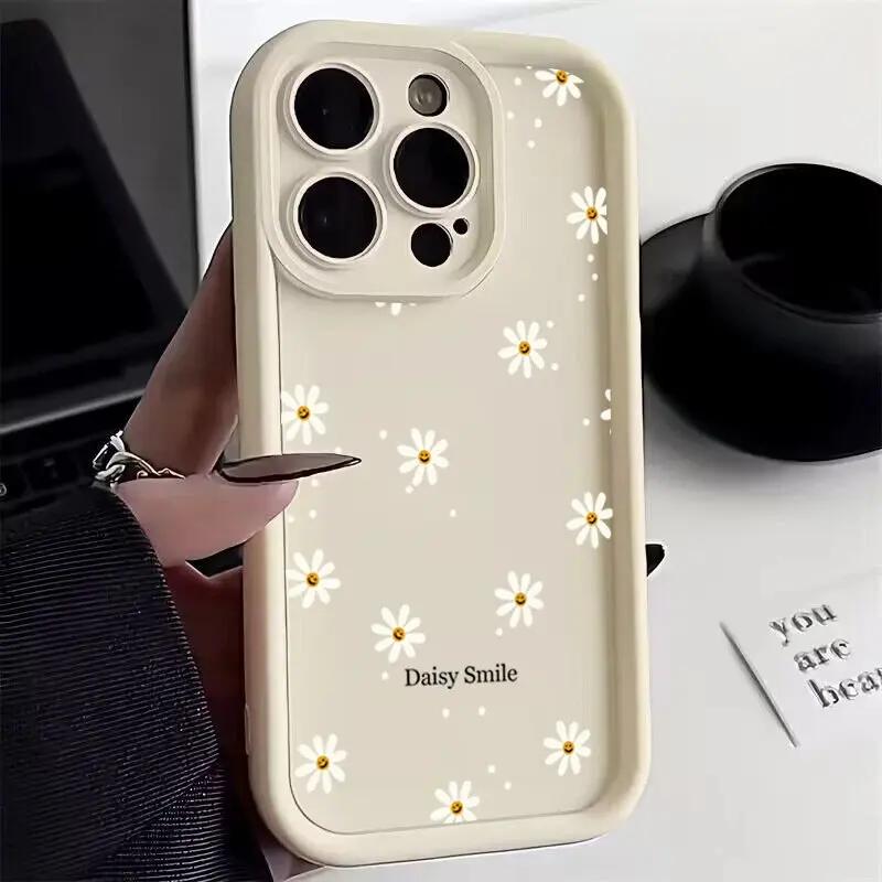 Smile Daisy Flower Print Phone Case for Oneplus 12 11 12R 11R 10R 8T One Plus NORD CE 2 3 4 LITE Soft Camera Protective Cover