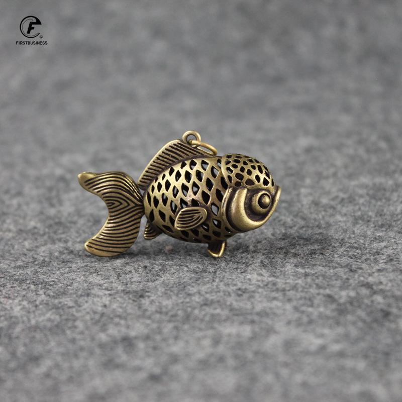 Pure Copper Goldfish Small Ornaments Home Decor Accesories Brass Hollow Head Movable Tail Pendant for Key Chain Desk Decorations