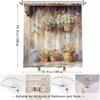 Vintage Garden Shower Curtain - Hanging Flower Baskets, Vibrant Flowers, Lanterns, Potted Plants,Ideal Bathroom Decor