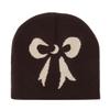 Ins Japanese Korean Version Trendy Versatile Knitted Hat Autumn and Winter New Warm Winter Hat Bow Jacquard Knitted Hat Women