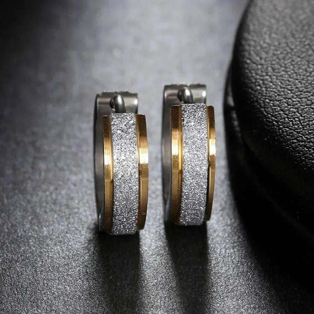 1 Pair Simple Circle Stainless Steel Hoop Earrings Jewelry Dull Polish Exquisite Unisex Fashion Women Punk Style Hoop Earrings