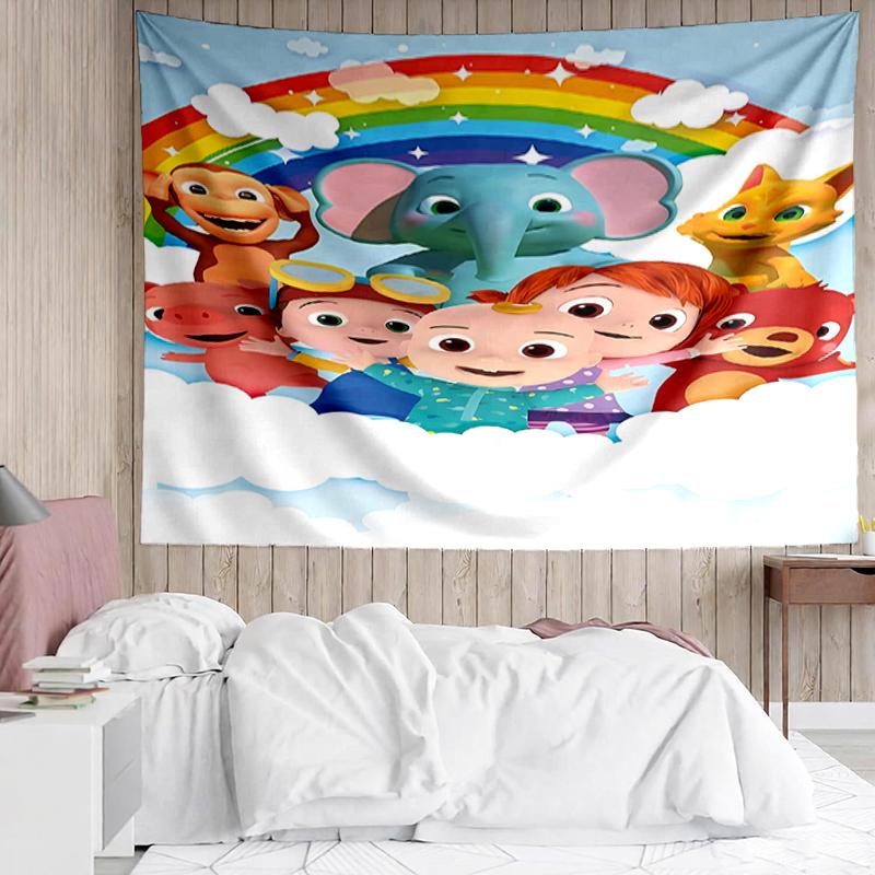 CoComelon Print Tapestry, Backdrop, Easy Setup, Ideal for Bedroom, Office & Living Room, with Aesthetic Wall Hanging Decor.