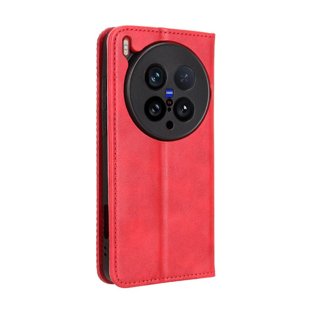 Husă Wallet din Piele cu Suport pentru vivo X200 Ultra 5G, Husa Telefon Textură Retro