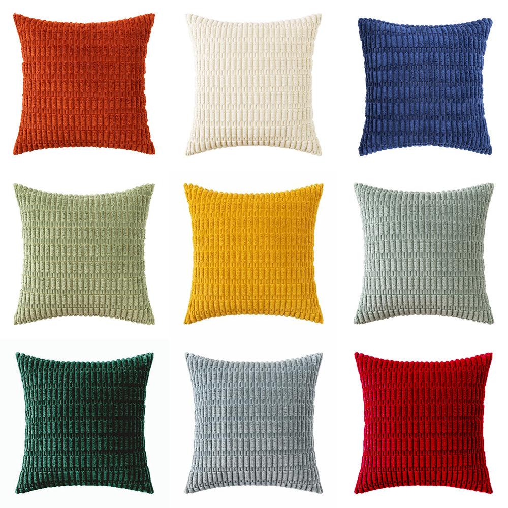 Solid Corduroy Pillow Sofa Cushion Lumbar Solid Color Chair Cushion Wheat Ears and Corn Kernels