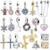 DIY Snowflake Heart Christmas Tree Love Cube Turtle Gingerbread Charms Beads for Original Silver Enamel CZ Bracelet
