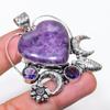 Natural Lepidolite, Amethyst Gemstone 925 Sterling Silver Pendant 2.17" AP-14117