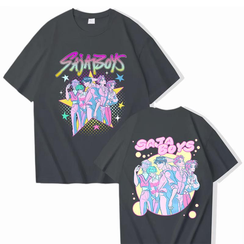 KPop Demon Hunters Printed T-shirt Casual Round Neck Top Short Sleeved Shirt 5989