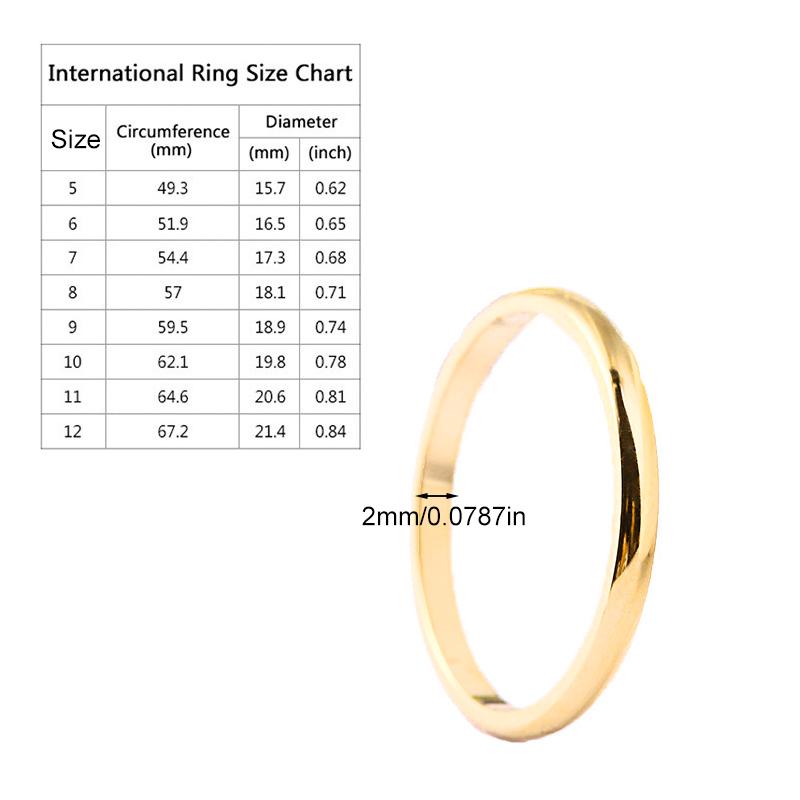 1Pc Women/Girl Jewelry Wedding Band Fashion Ring Wedding Gift Stainless Steel Thin Stackable 2MM