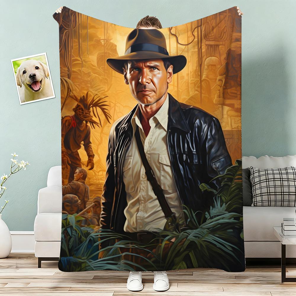 Indiana Jones Throw Lightweight 240g Flannel Blanket Soft Skin-friendly for Summer Cooling 75x90cm