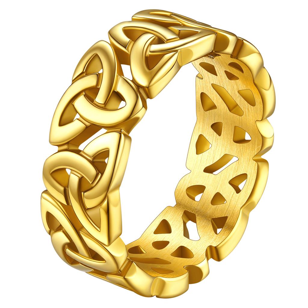 U7 Inele din Oțel Inoxidabil cu Decupaj Nod Celtic Irlandez Triquetra pentru Bărbați Femei Simboluri Clasice Bijuterii Unisex pentru Cuplu