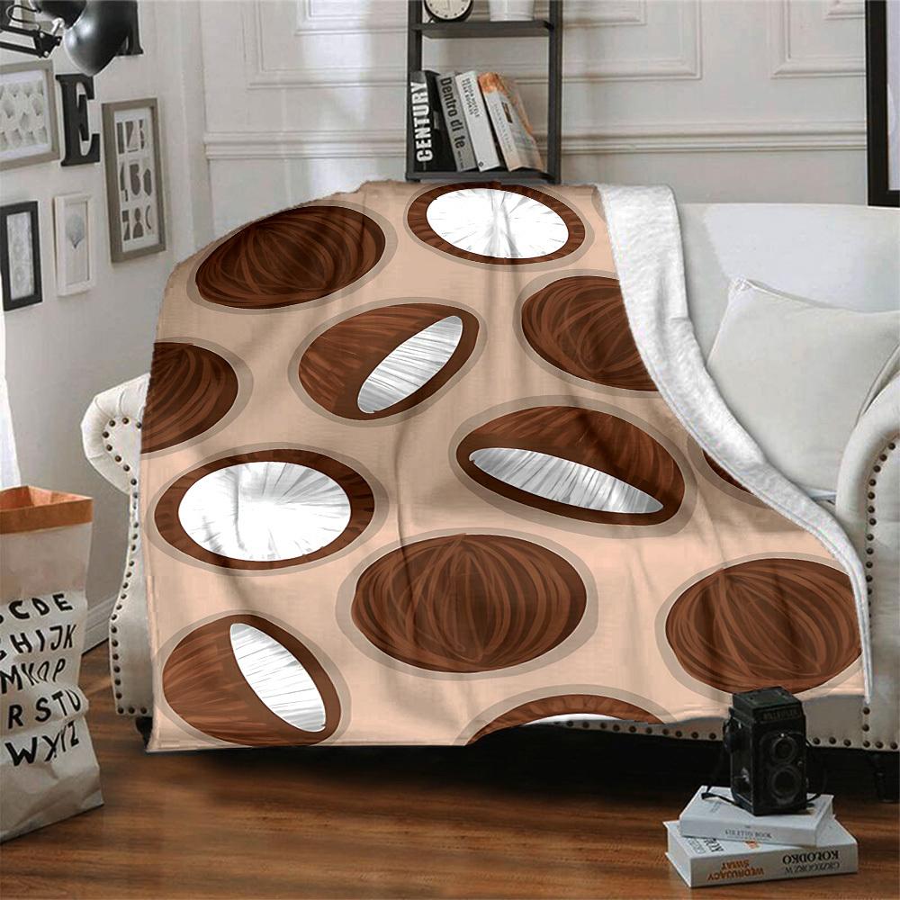 1pc Coconut Pattern Lightweight Flannel Blanket, Comfortable and Warm Blanket, for Office and Camping Sofa Bed, Livingroom011