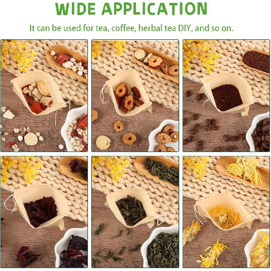 Empty Tea Bags - 300 Pcs Disposable Drawstring Unbleached Filter Bags for Loose Leaf Tea and Coffee (3.54 x 2.75 inch)