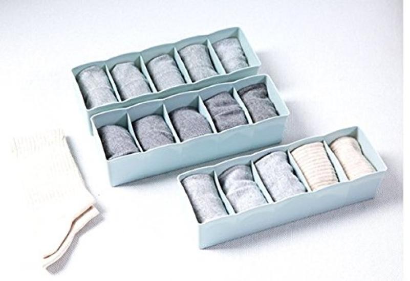 HJ Kunststoff-Aufbewahrungsbox Truhenteiler Aufbewahrungsbox für Kleinteile [Für Unterwäsche, Socken, Unterhemden, Handschuhe, Taschentücher, Masken, Krawatten usw.]