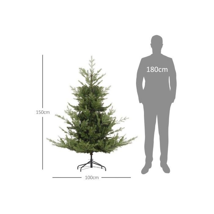 HOMCOM Sapin de Noël artificiel de 180 cm Feuillage dense pour un aspect réaliste Comprend 1942 extrémités de branches Vert